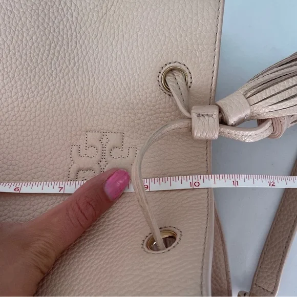 Tory Burch Light Nude Pink Bucket Bag Crossbody Purse - Picture 11 of 16